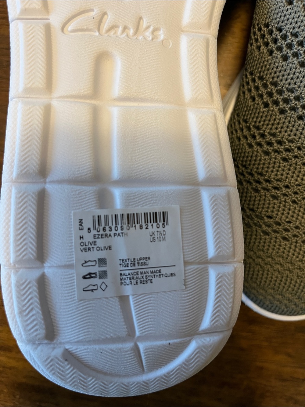 Clarks Slip-On Knit Sneakers in Olive Green with White Sole - Picture 3 of 7